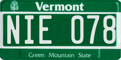 VT license plate NIE078