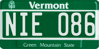 VT license plate NIE086