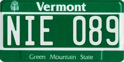 VT license plate NIE089