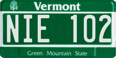 VT license plate NIE102