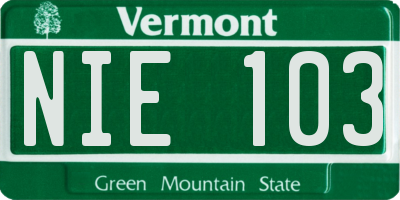 VT license plate NIE103