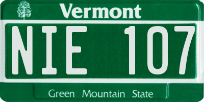 VT license plate NIE107