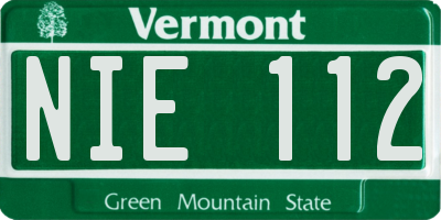 VT license plate NIE112