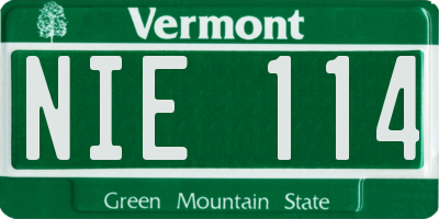 VT license plate NIE114