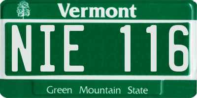 VT license plate NIE116