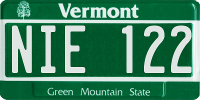 VT license plate NIE122