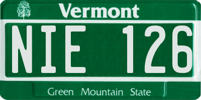 VT license plate NIE126