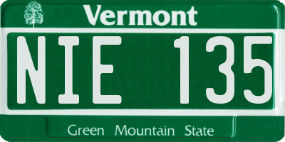 VT license plate NIE135