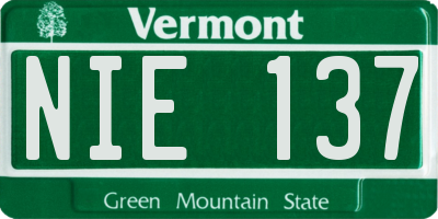 VT license plate NIE137