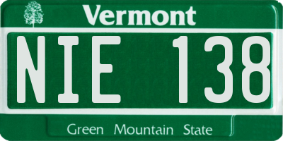 VT license plate NIE138