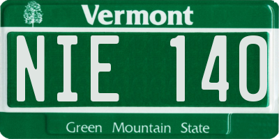 VT license plate NIE140