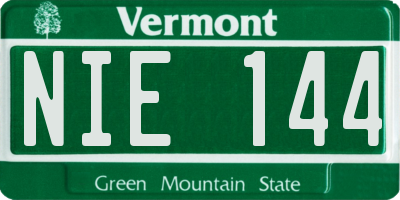 VT license plate NIE144