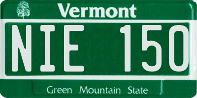 VT license plate NIE150