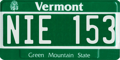 VT license plate NIE153