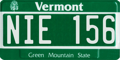 VT license plate NIE156