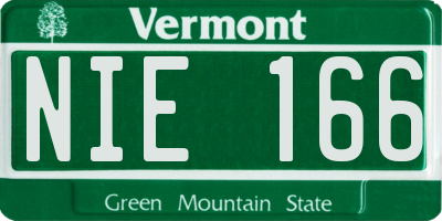 VT license plate NIE166