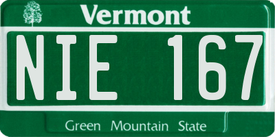 VT license plate NIE167