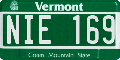 VT license plate NIE169