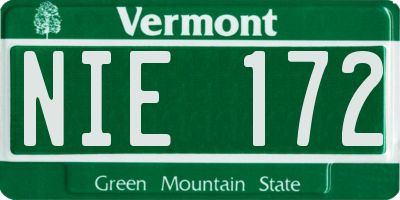 VT license plate NIE172