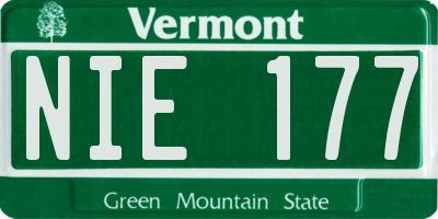 VT license plate NIE177