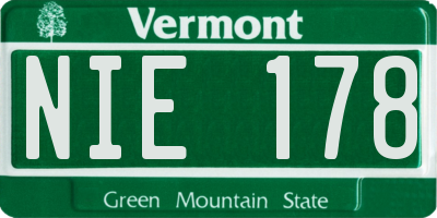 VT license plate NIE178