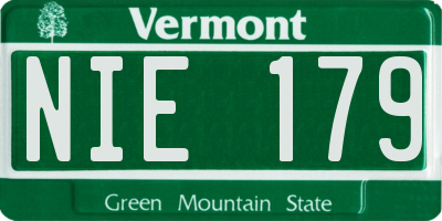 VT license plate NIE179
