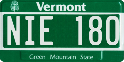 VT license plate NIE180