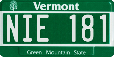 VT license plate NIE181