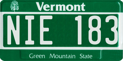 VT license plate NIE183