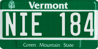 VT license plate NIE184