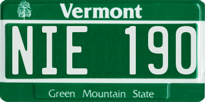 VT license plate NIE190