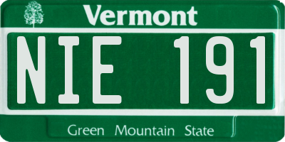 VT license plate NIE191