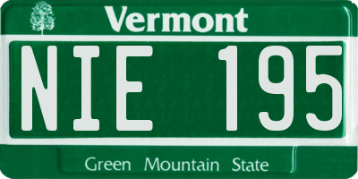 VT license plate NIE195