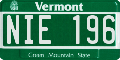 VT license plate NIE196