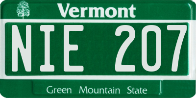 VT license plate NIE207