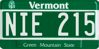 VT license plate NIE215