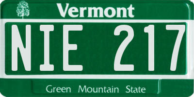 VT license plate NIE217