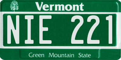 VT license plate NIE221