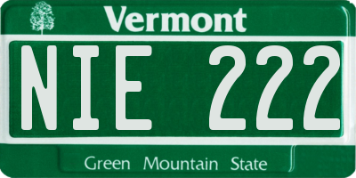 VT license plate NIE222