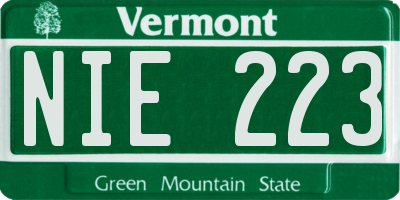 VT license plate NIE223