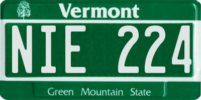 VT license plate NIE224