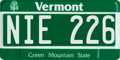 VT license plate NIE226
