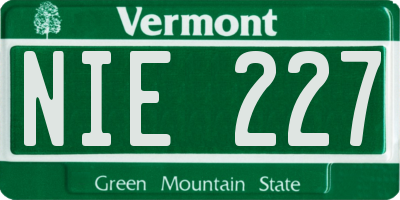 VT license plate NIE227