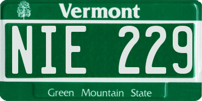 VT license plate NIE229