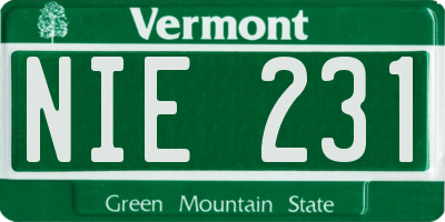 VT license plate NIE231