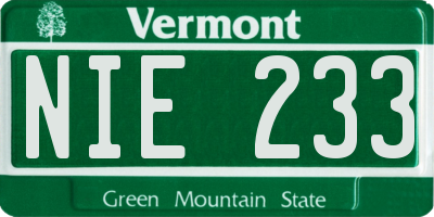 VT license plate NIE233