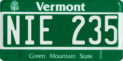 VT license plate NIE235