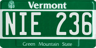 VT license plate NIE236