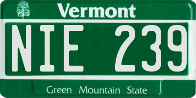 VT license plate NIE239