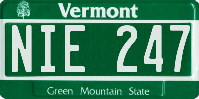 VT license plate NIE247